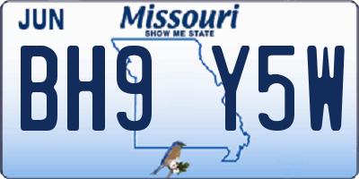 MO license plate BH9Y5W