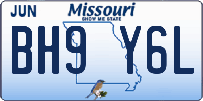 MO license plate BH9Y6L