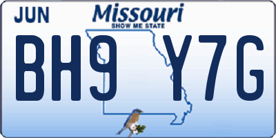 MO license plate BH9Y7G