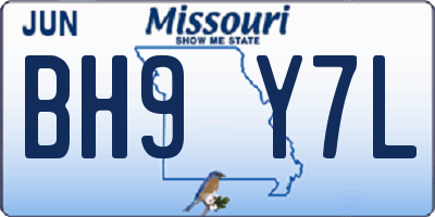 MO license plate BH9Y7L