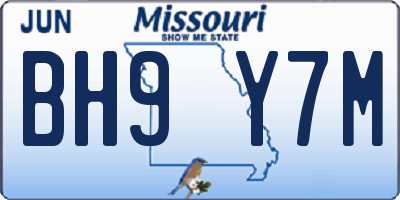 MO license plate BH9Y7M