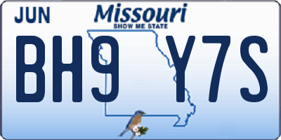 MO license plate BH9Y7S