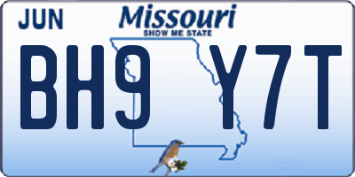 MO license plate BH9Y7T
