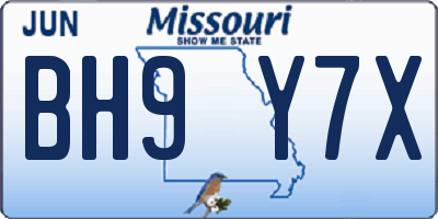 MO license plate BH9Y7X