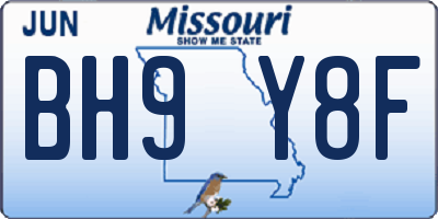 MO license plate BH9Y8F