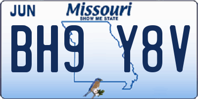 MO license plate BH9Y8V