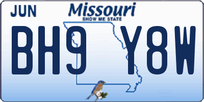 MO license plate BH9Y8W