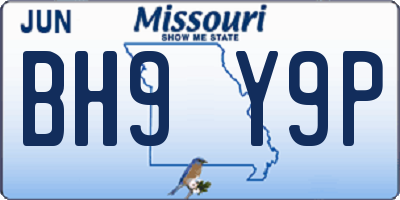 MO license plate BH9Y9P