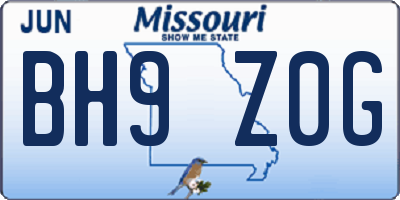 MO license plate BH9Z0G