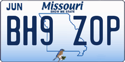 MO license plate BH9Z0P