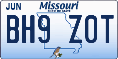 MO license plate BH9Z0T