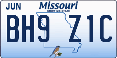 MO license plate BH9Z1C