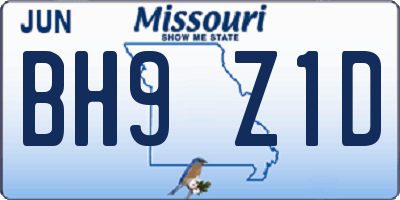 MO license plate BH9Z1D