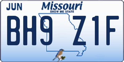 MO license plate BH9Z1F