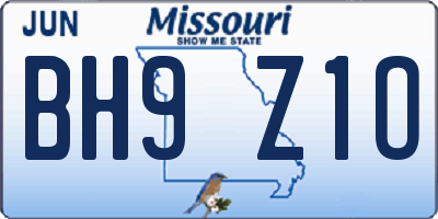 MO license plate BH9Z1O