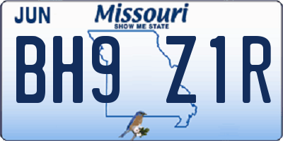 MO license plate BH9Z1R