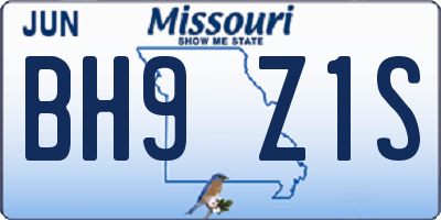 MO license plate BH9Z1S