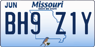 MO license plate BH9Z1Y