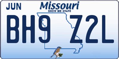 MO license plate BH9Z2L