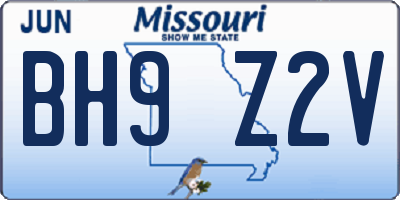 MO license plate BH9Z2V