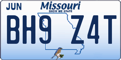 MO license plate BH9Z4T