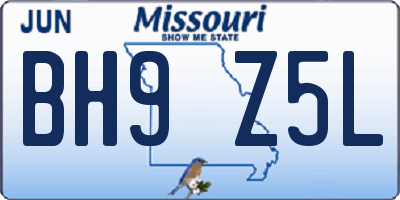 MO license plate BH9Z5L