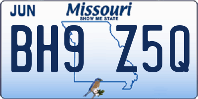 MO license plate BH9Z5Q