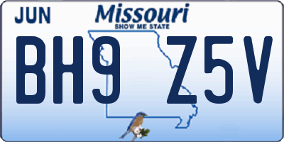 MO license plate BH9Z5V