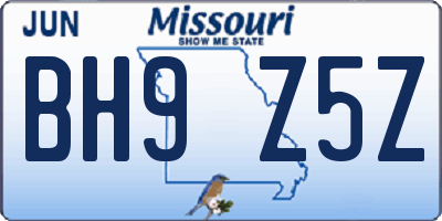 MO license plate BH9Z5Z