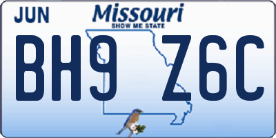 MO license plate BH9Z6C