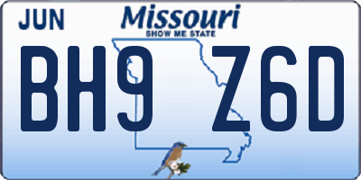 MO license plate BH9Z6D