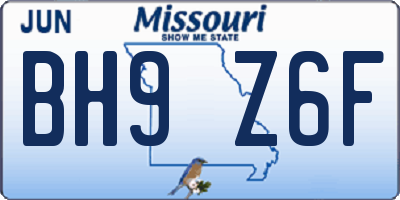 MO license plate BH9Z6F