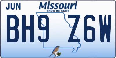 MO license plate BH9Z6W