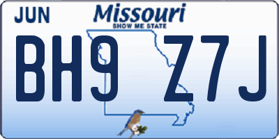MO license plate BH9Z7J