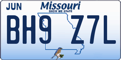 MO license plate BH9Z7L