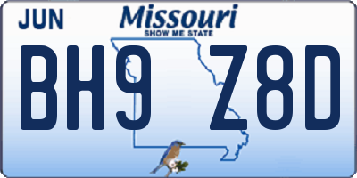MO license plate BH9Z8D