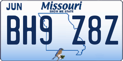 MO license plate BH9Z8Z