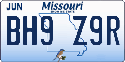 MO license plate BH9Z9R