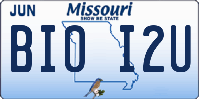 MO license plate BI0I2U