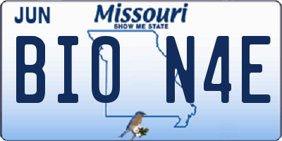 MO license plate BI0N4E