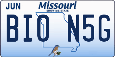 MO license plate BI0N5G