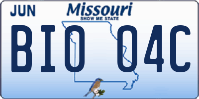 MO license plate BI0O4C