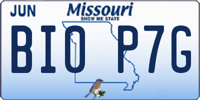 MO license plate BI0P7G