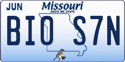MO license plate BI0S7N