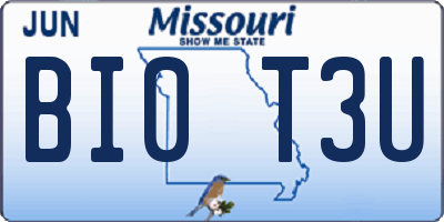 MO license plate BI0T3U