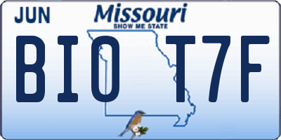 MO license plate BI0T7F