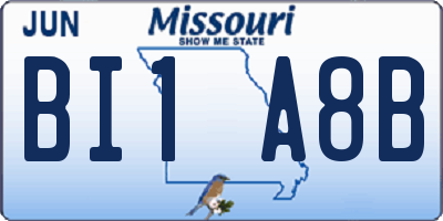 MO license plate BI1A8B