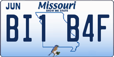 MO license plate BI1B4F