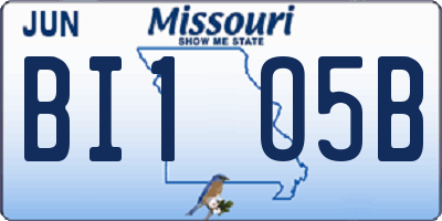 MO license plate BI1O5B