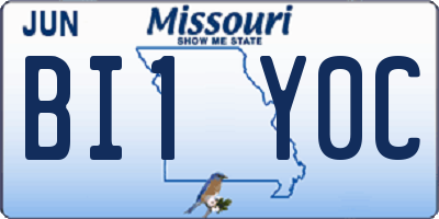 MO license plate BI1Y0C